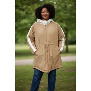 Nike Women's Tan Beige Hooded Parka Jacket Double XL DV7B74 200